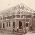 Rejsegilde på Thorsø Hotel i 1908-10. Foto: Hvorslev Lokalhistoriske Arkiv