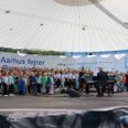 Børnekoret, der fremførte "Solens Sang" for dronningen i sommer. Pressefoto