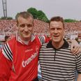 Fodboldspillerne Michael Schjønberg (tv.) og Jakob Friis-Hansen på Volkspark Stadion i Hamborg.. Foto: Erik Kragh