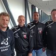 FC Djursland trænere: fra venstre Jesper Borup, René Helmer Nielsen, Emmanuel Ake og Jesper Nimb Sørensen.