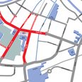 Disse veje vil være spærret fra klokken 11 på mandag. Kort: Aarhus Kommune