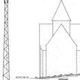 Den lokale forening 'Skøn på Silkeborg' har forsøgt at lave en visualisering af højden på mast og kirke. Grafik: Skøn på Silkeborg.